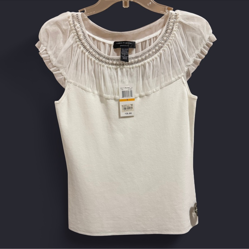 NWT ivory top with pearl detail